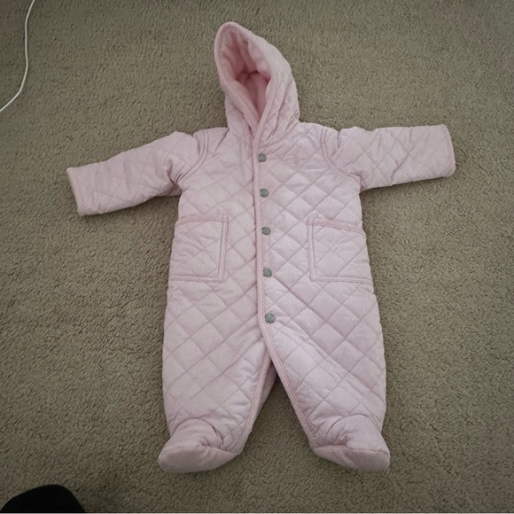 Polo Ralph Lauren Baby Girls Pink Plain Weave Buntin Coat 3M